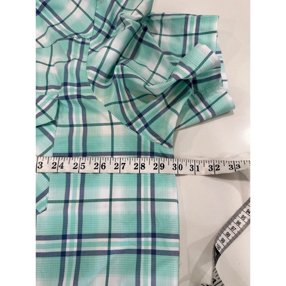 Magellan Outdoors Mens 3XL Fishing Shirt Teal Plaid Snap Front Moisture Wicking - Picture 4 of 5